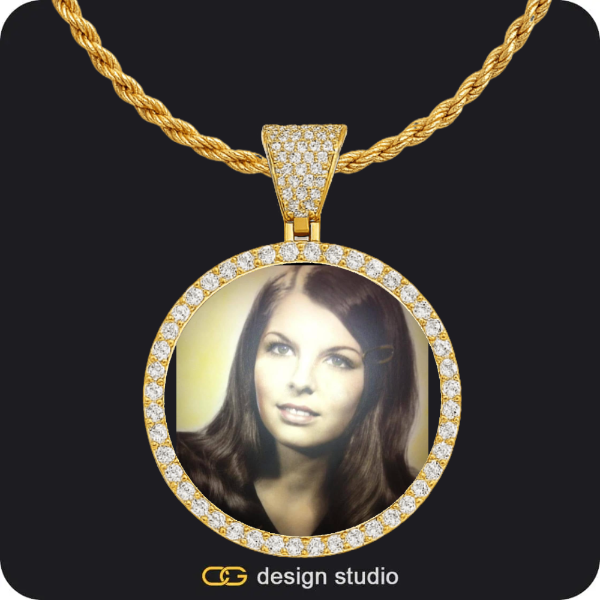 Clover Initial Necklace - P / 16 inch,Custom Photo Pendant - Gold / Circle (4 cm) / Rope