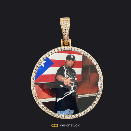 Custom Photo Pendant - Gold / Circle (3 cm) / Rope