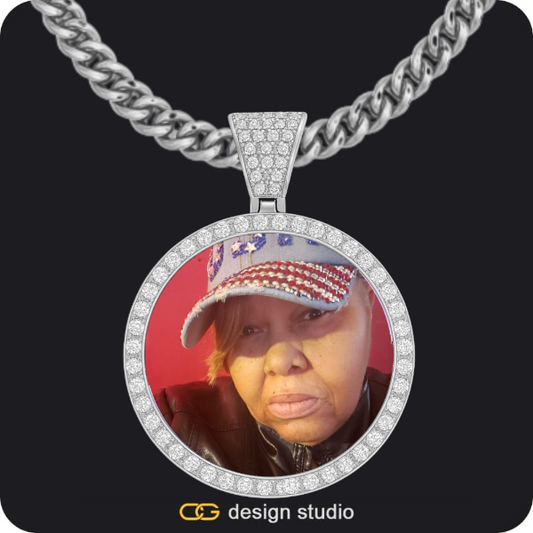 Custom Photo Pendant - Silver / Circle (4 cm) / Cuban (5mm)