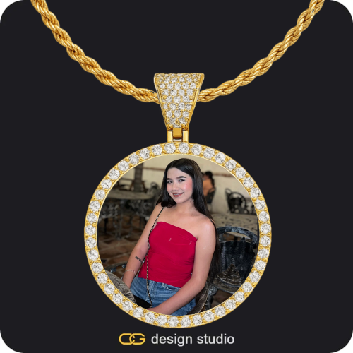 Custom Photo Pendant - Gold / Circle (4 cm) / Rope