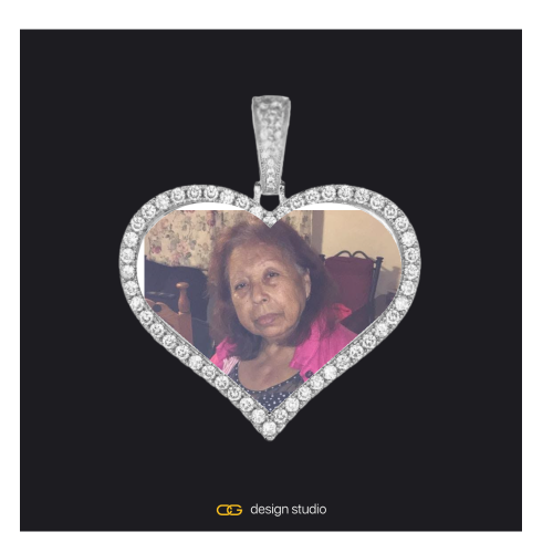 Custom Photo Pendant - Silver / Heart / Rope