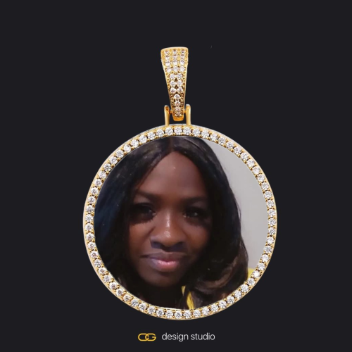 Custom Photo Pendant - Gold / Circle (3 cm) / Cuban (3mm)
