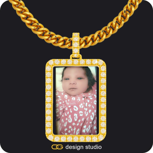 Custom Photo Pendant - Gold / Rectangle / Cuban (5mm)