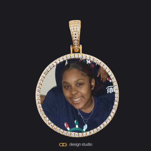 Custom Photo Pendant - Gold / Circle (4 cm) / Rope