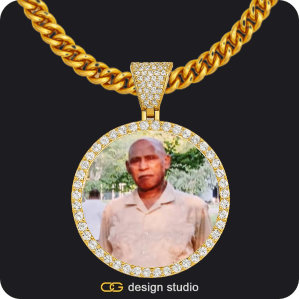 Custom Photo Pendant - Gold / Circle (4 cm) / Cuban (5mm)
