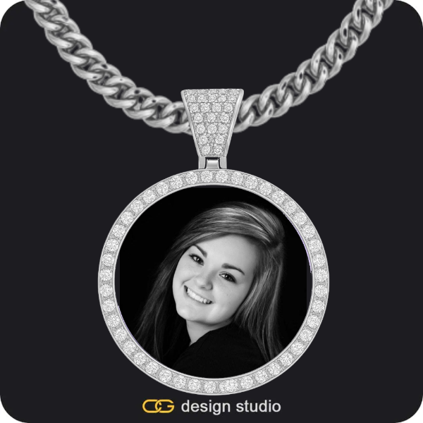Custom Photo Pendant - Silver / Circle (4 cm) / Cuban (5mm)