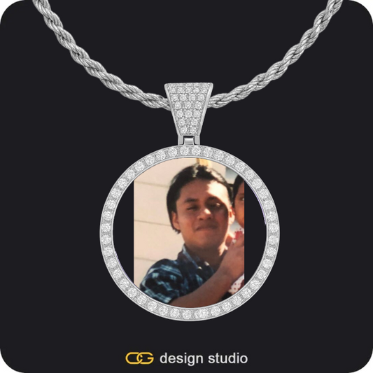 Clover Initial Necklace - F / 18 inch,Custom Photo Pendant - Silver / Circle (3 cm) / Rope