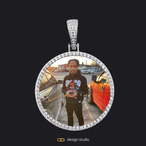 Custom Photo Pendant - Silver / Circle (4 cm) / Cuban (3mm)