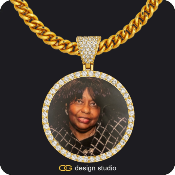 Custom Photo Pendant - Gold / Circle (4 cm) / Cuban (5mm)