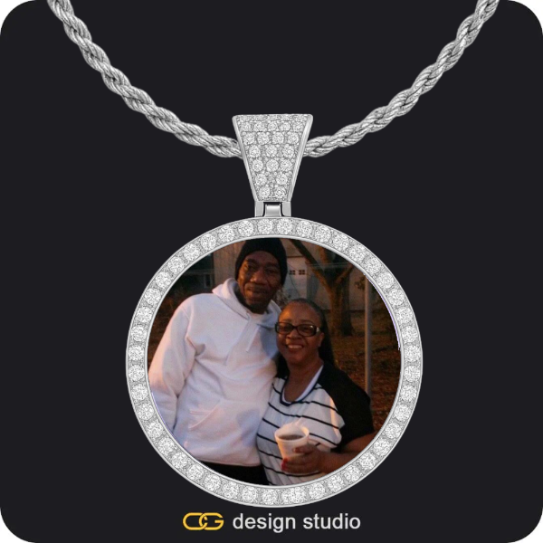 Custom Photo Pendant - Silver / Circle (4 cm) / Rope