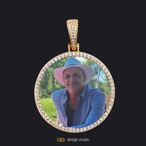 Custom Photo Pendant - Gold / Circle (3 cm) / Cuban (3mm)