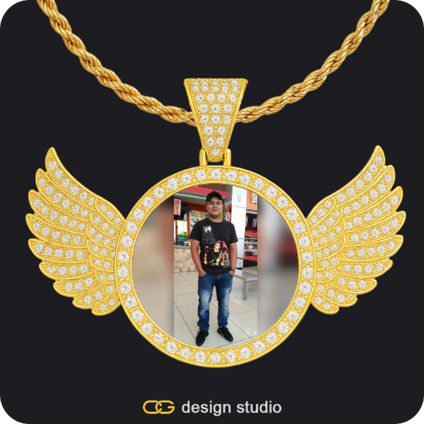 The Essential Name Necklace,Item Personalization,Block initial necklace - Z,Custom Photo Pendant - Gold / Wings / Rope