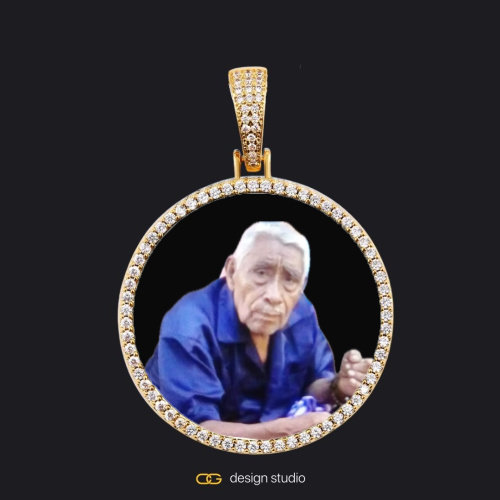 Custom Photo Pendant - Gold / Circle (3 cm) / Rope