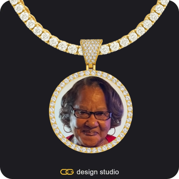 Custom Photo Pendant - Gold / Circle (3 cm) / Rope,Custom Photo Pendant - Silver / Circle (3 cm) / Rope