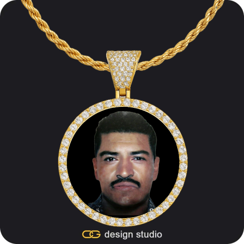 Custom Photo Pendant - Gold / Circle (4 cm) / Rope