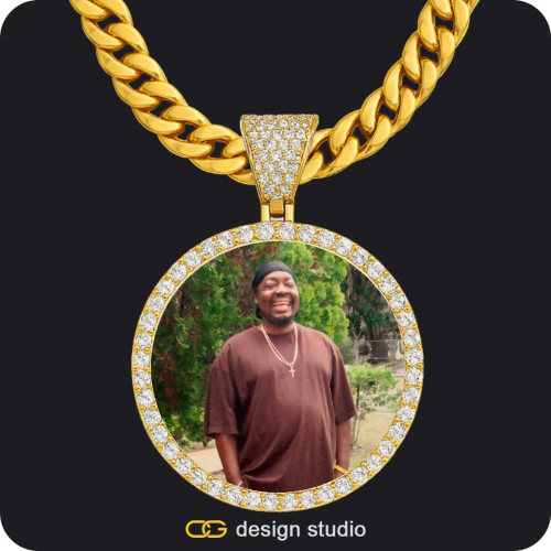 Custom Photo Pendant - Gold / Circle (4 cm) / Cuban (10mm)