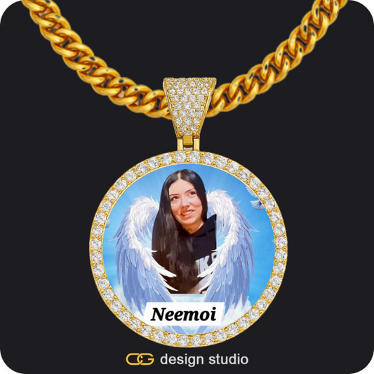 Custom Photo Pendant - Gold / Circle (4 cm) / Cuban (5mm)
