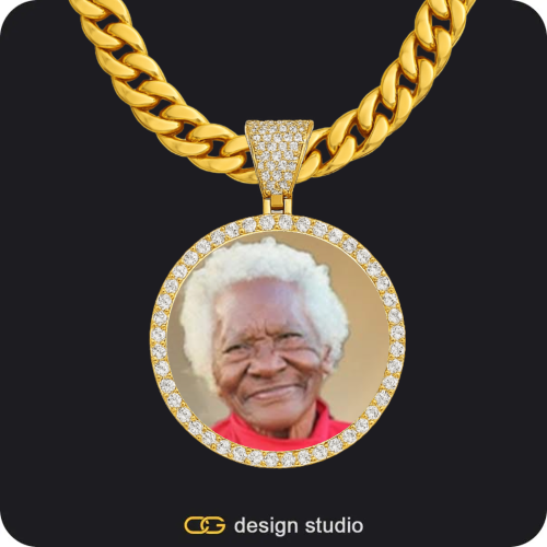 Custom Photo Pendant - Gold / Circle (3 cm) / Cuban (10mm)