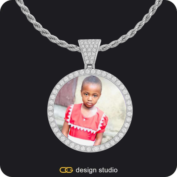 Custom Photo Pendant - Silver / Circle (3 cm) / Rope