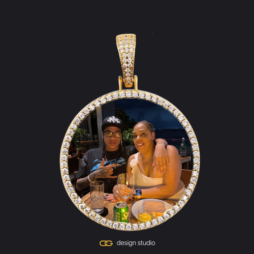 Custom Photo Pendant - Gold / Circle (4 cm) / Cuban (3mm)