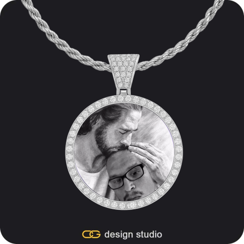 Custom Photo Pendant - Silver / Circle (3 cm) / Rope