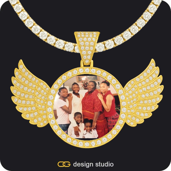 Custom Photo Pendant - Gold / Wings / Tennis