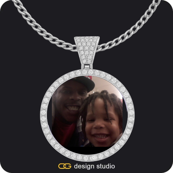 The multi-name necklace,Clover Initial Necklace - K / 18 inch,Custom Photo Pendant - Silver / Rectangle / Cuban (3mm),Custom Photo Pendant - Silver / Circle (4 cm) / Cuban (3mm)