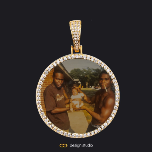 Custom Photo Pendant - Gold / Circle (4 cm) / Cuban (3mm)