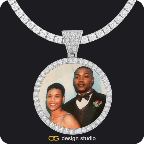 Custom Photo Pendant - Silver / Circle (4 cm) / Tennis