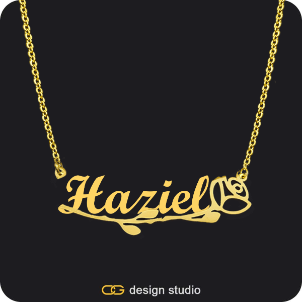 The Rosebud Underlined Name Necklace - Gold