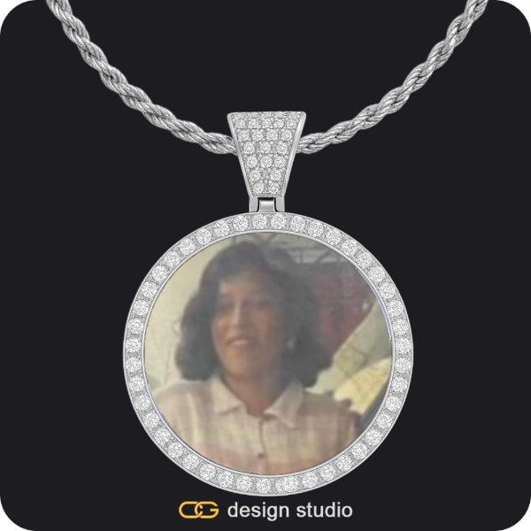Custom Photo Pendant - Silver / Circle (4 cm) / Rope