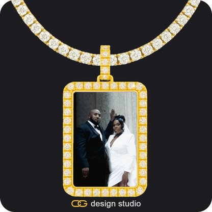 Custom Photo Pendant - Gold / Rectangle / Tennis,Custom Photo Pendant - Gold / Circle (4 cm) / Rope