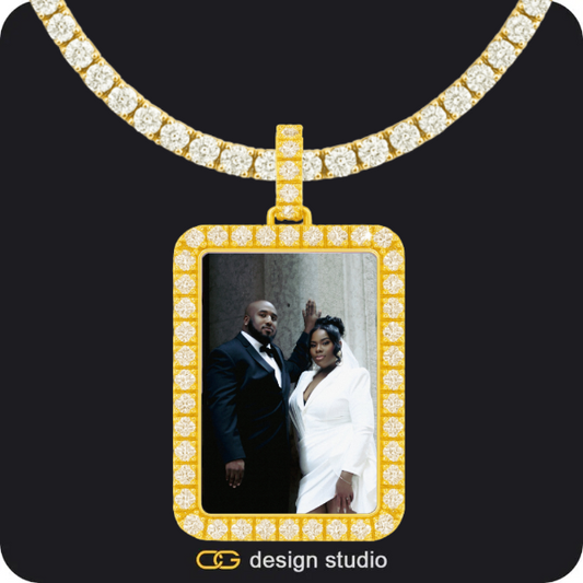 Custom Photo Pendant - Gold / Rectangle / Tennis,Custom Photo Pendant - Gold / Circle (4 cm) / Rope