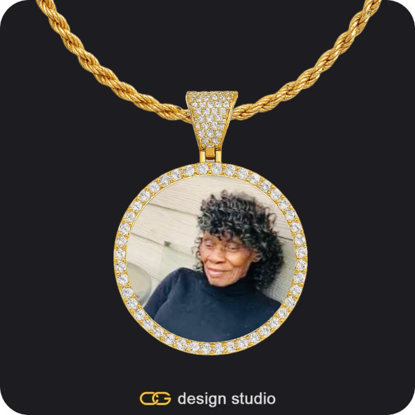Custom Photo Pendant - Gold / Circle (3 cm) / Rope
