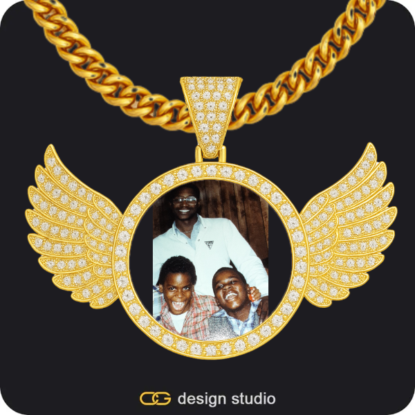 Custom Photo Pendant - Gold / Wings / Cuban (5mm)