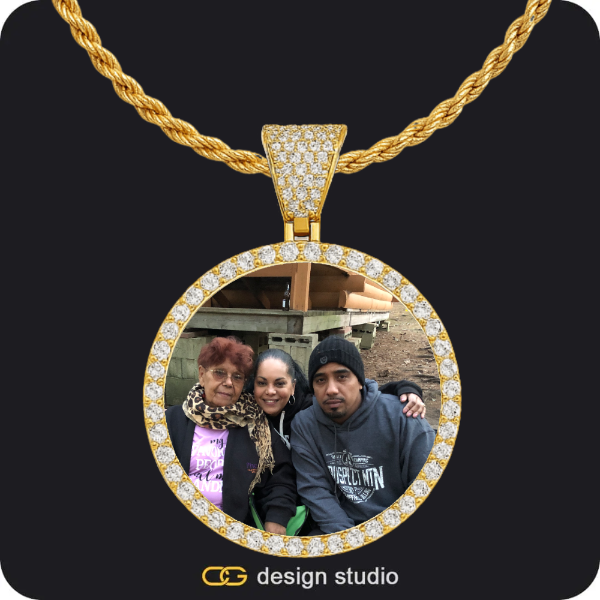 Custom Photo Pendant - Gold / Circle (4 cm) / Rope