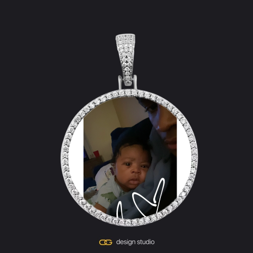 Custom Photo Pendant - Silver / Circle (3 cm) / Rope