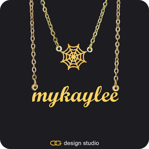 The Essential Name Necklace: Double Layer,Grand victorian initial necklace - W / Silver