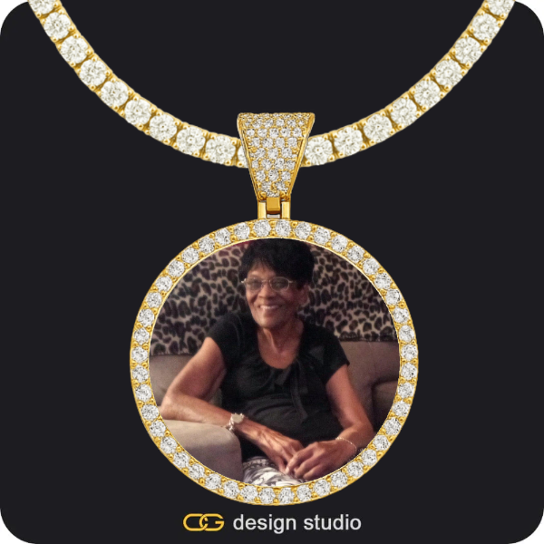 Custom Photo Pendant - Gold / Circle (4 cm) / Tennis