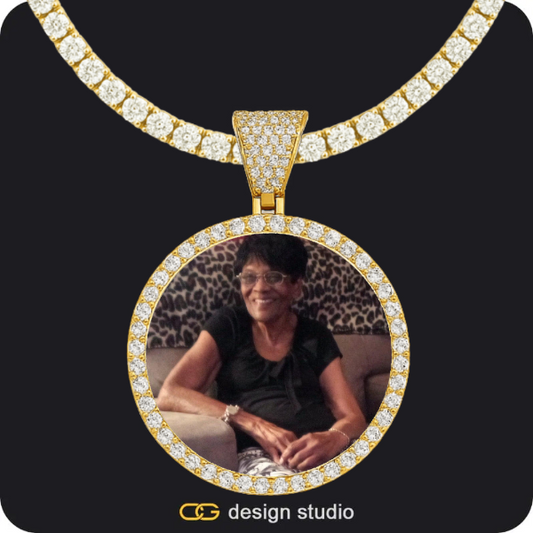 Custom Photo Pendant - Gold / Circle (4 cm) / Tennis