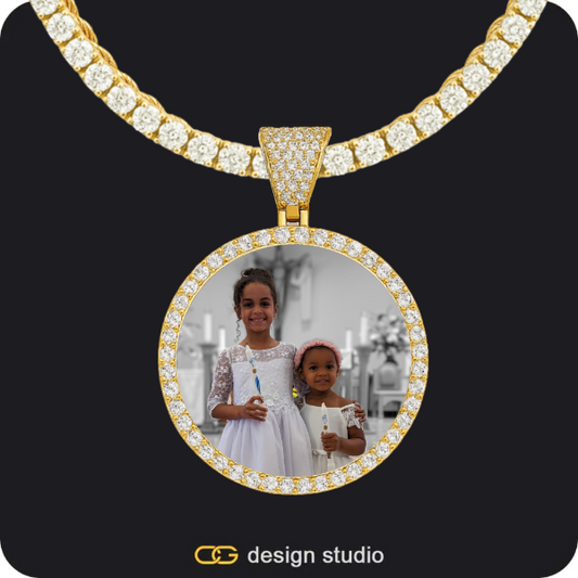 Custom Photo Pendant - Gold / Circle (3 cm) / Rope