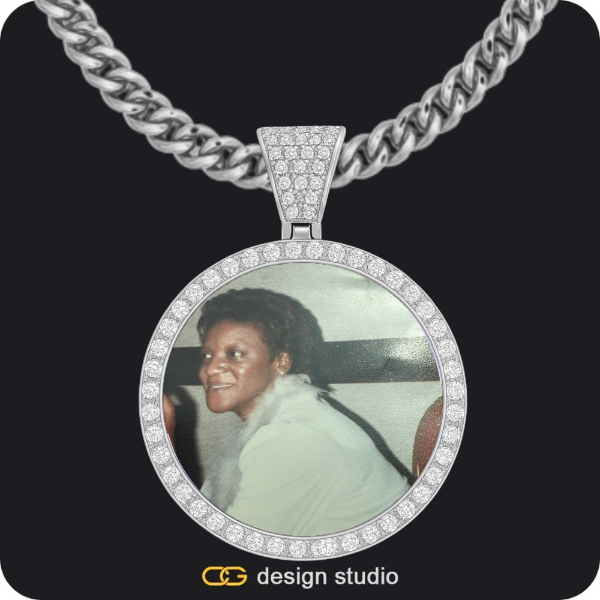 Custom Photo Pendant - Silver / Circle (4 cm) / Cuban (5mm)