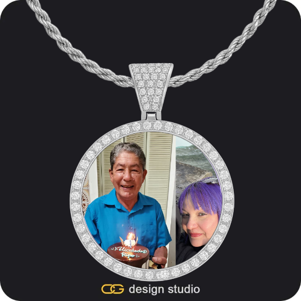 Custom Photo Pendant - Silver / Circle (4 cm) / Rope