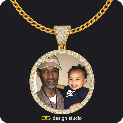 Custom Photo Pendant - Gold / Circle (4 cm) / Cuban (3mm)