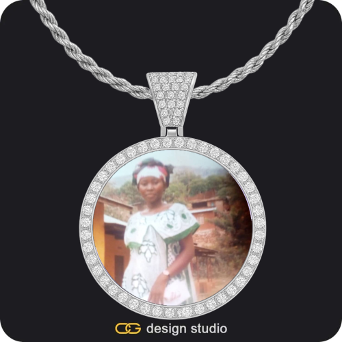 Custom Photo Pendant - Silver / Circle (4 cm) / Rope