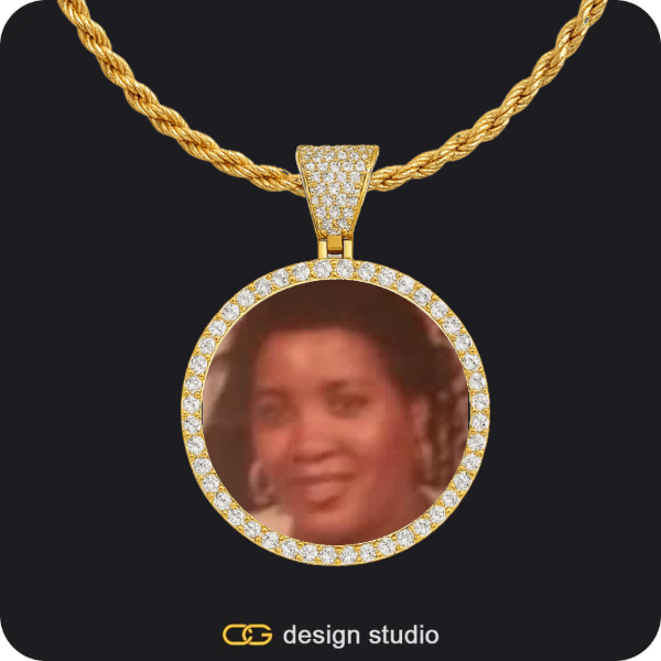 Custom Photo Pendant - Gold / Circle (3 cm) / Rope