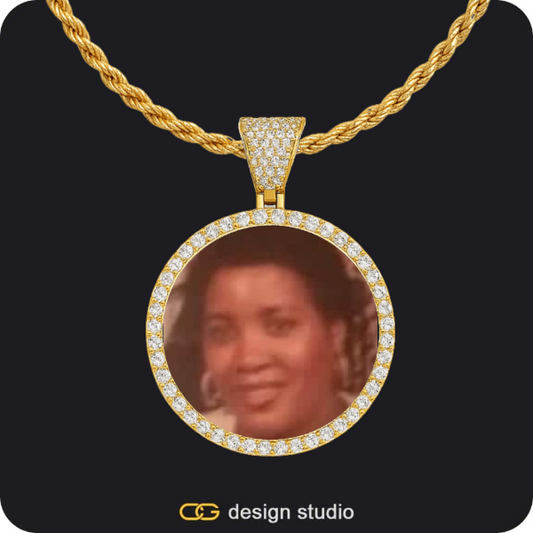 Custom Photo Pendant - Gold / Circle (3 cm) / Rope
