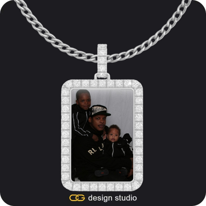 The multi-name necklace,Clover Initial Necklace - K / 18 inch,Custom Photo Pendant - Silver / Rectangle / Cuban (3mm),Custom Photo Pendant - Silver / Circle (4 cm) / Cuban (3mm)