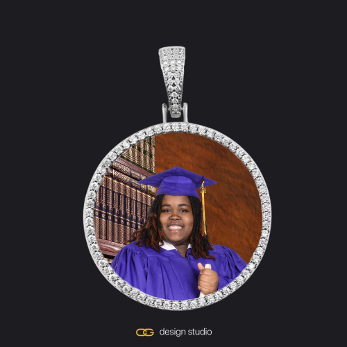 Custom Photo Pendant - Silver / Circle (3 cm) / Cuban (5mm)
