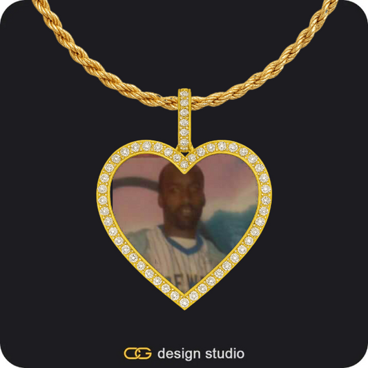 Custom Photo Pendant - Gold / Heart / Rope